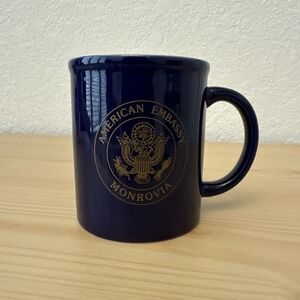 American Embassy Monrovia Liberia Seal Mug Deep Blue 10 oz‎ 3.9" Tall